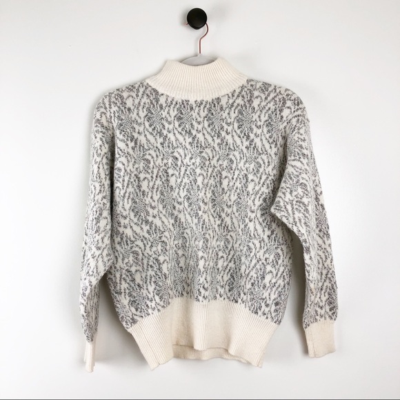 Vintage Sweaters - Vintage | Mockneck Sweater Cropped Grandpa Cream S